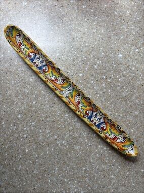 Hand Painted Meridiana Ceramiche Italian Pottery Dueling Dragons Olive Dish